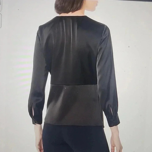 THEORY LONG SLEEVE TWIST BLOUSE SOFT SATIN SIZE 2 - Picture 3 of 4